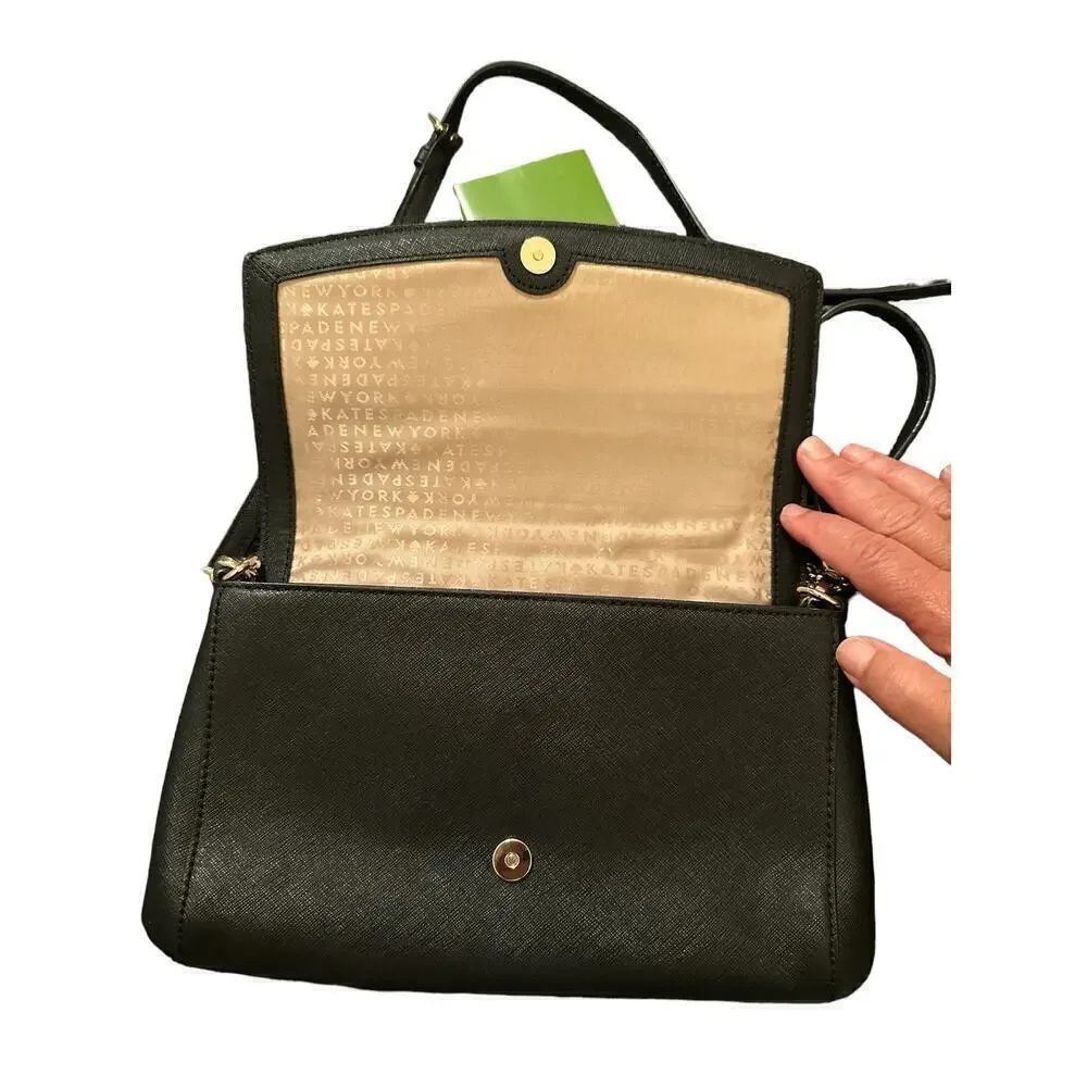 Kate Spade Women's Laurel Way Greer Convertible Crossbody Bag Black Cream NWOT